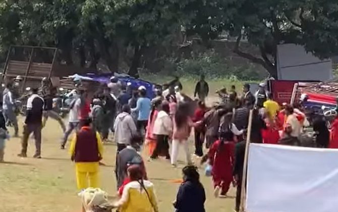पोखरामा कोटीहोमको भूमिपुजन रोक्न खोज्दा झडप