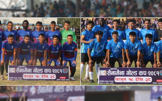 पहिलो सेमीफाईनल खेलमा आयोजक मुर्गिया र अभिषेक चर्च नवलपुर खेल्दै